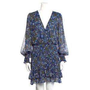 Veronica Beard Size 10 Floral blue ruffle dress